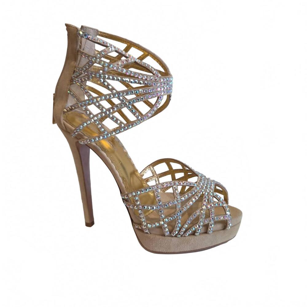 NEW FRANCES COSACCO women's stilettos open toe heel in beige